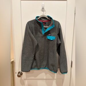 Patagonia Synchilla Gray and Teal Fleece Size L